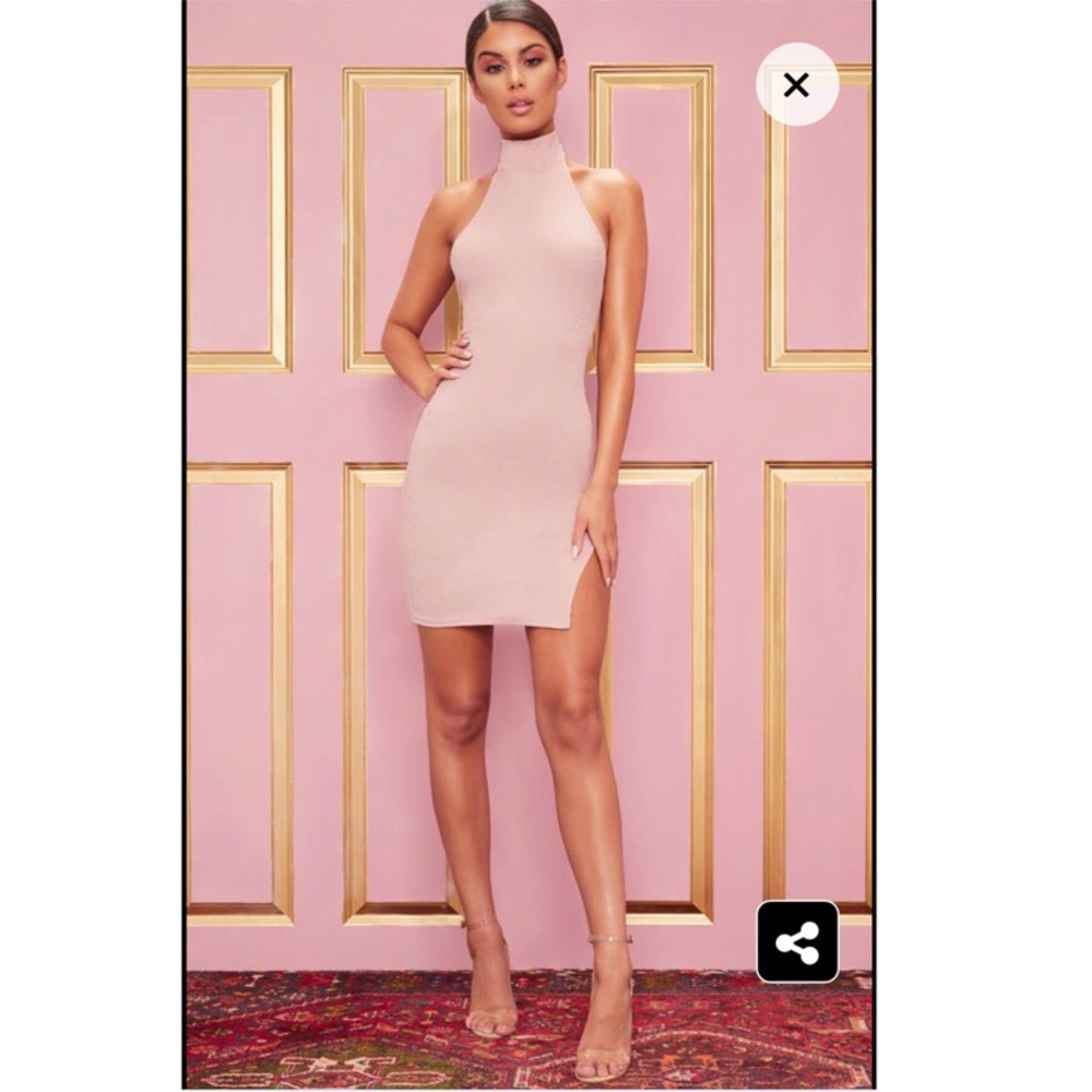 Pink high neck dress